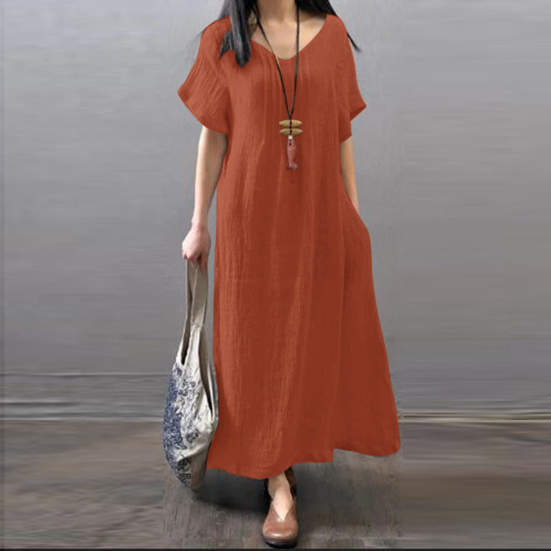👗【S-5XL】Noua rochie casual din bumbac lenjerie de bumbac