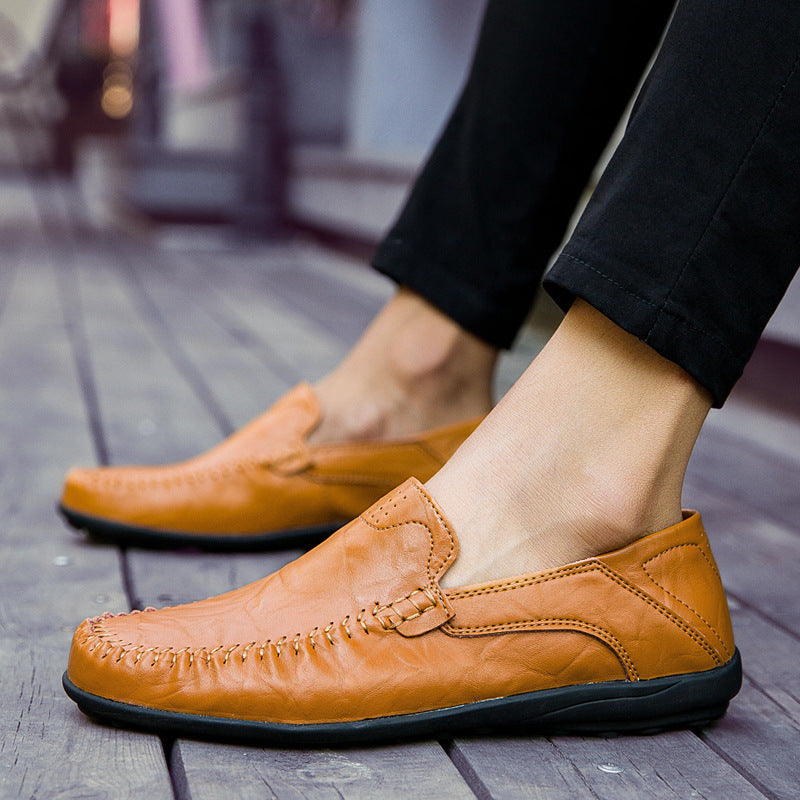 🔥💥2025 Nowe męskie modne skórzane buty casualowe - antypoślizgowe i oddychające