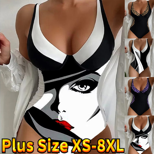 😍【S~4XL】Model de imprimare leopard Sexy One Piece Swimsuit