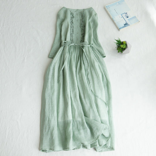 👗👗【XS-3XL】Rochie lungă din bumbac și in pentru vară