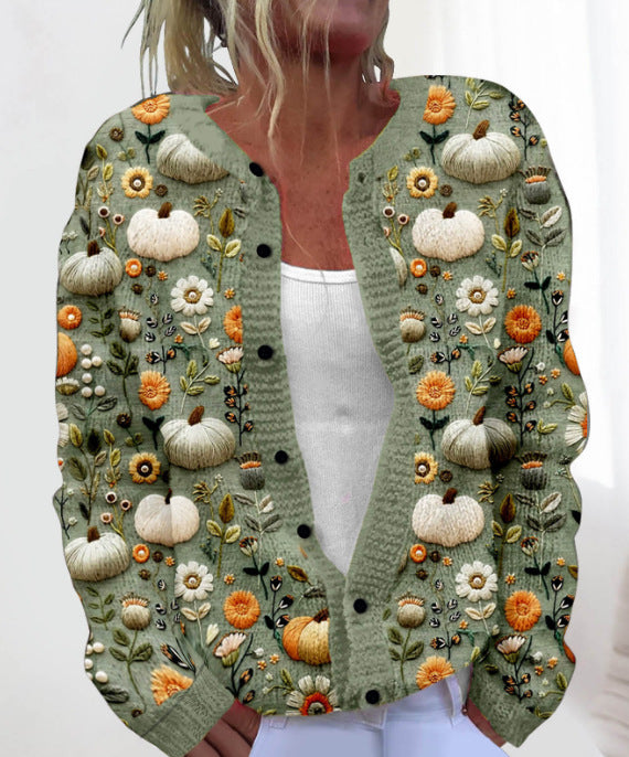 💥【M-4XL】Modny i ciepły damski kardigan dzianinowy z nadrukiem na jesień i zimę