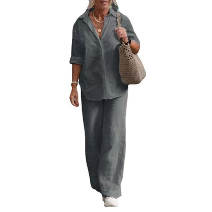 50%OFF✨🎀Traje casual liso con pantalón de pierna ancha (tallas S-5XL)