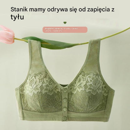 😍【3 bucăți】Sutien de damă din dantelă fără sârmă, închidere confortabilă în față 💨【40-100 kg】