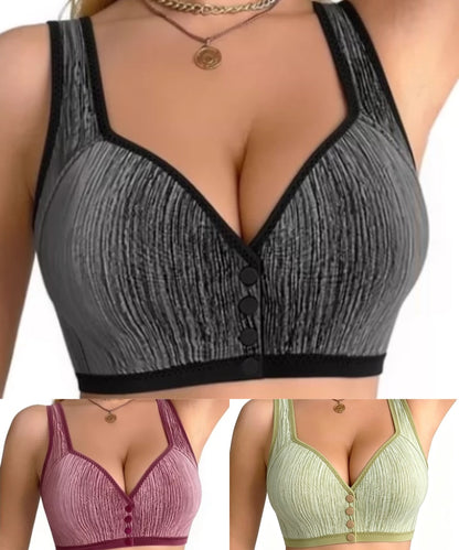 😍【Vremenski ograničena ponuda】👙【3 komada】【45-85 kg】Ženski grudnjak bez žice s prednjim kopčanjem
