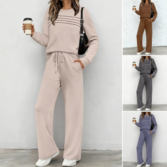 【🥇Świetna oferta】🔥【S-3XL】Damski, modny, sportowy garnitur, wysokiej jakości, bawełniany T-shirt z długim rękawem i spodnie