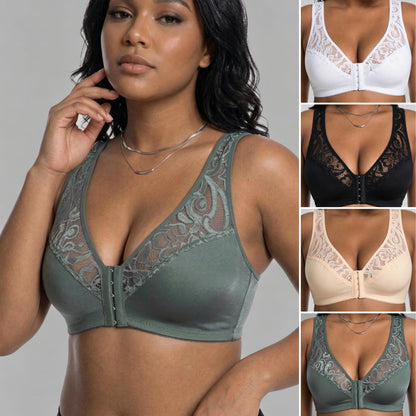 💖Vrijemenski najniža cijena【Set od 3 dijela】【L-4XL】😍🩲Plus size push-up grudnjak, prekrasna čipka, push-up i šuplji dizajn, kopčanje sprijeda