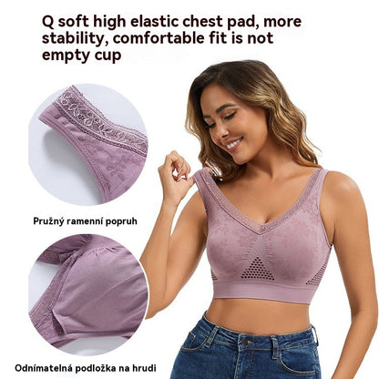😍❤️40-120 kg【Balení 3 kusů】✨ Bezdrátová krajková podprsenka s vysokou podporou pro ženy