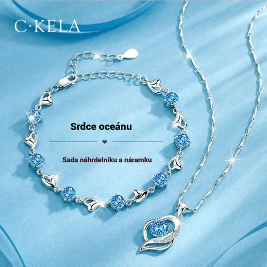 ✨✨【Kupte 1 a dostanete 1 zdarma】💎 Sada náramků ze stříbra Heart of the Ocean 925 + náhrdelník