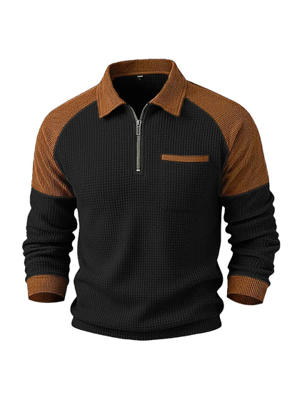 👕【S-3XL】Sudadera de cuello alto para hombre con tejido de textura tipo gofre✨🧥