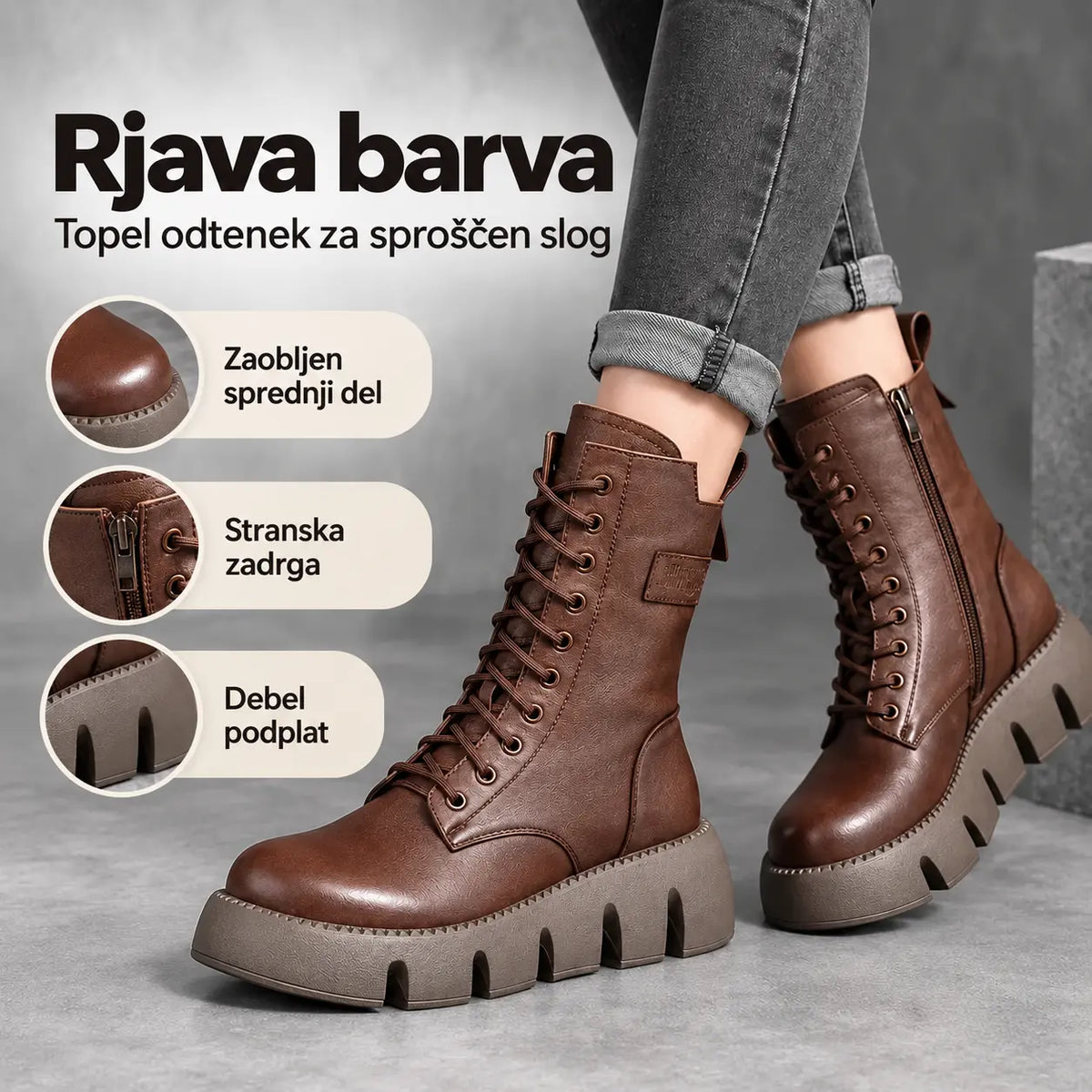 Omejena ponudba 42% popusta 🔥👢【35-40】Visokokakovostne ročno izdelane ženske mehke usnjene škornje z debelim podplatom, jesen–zima nova kolekcija
