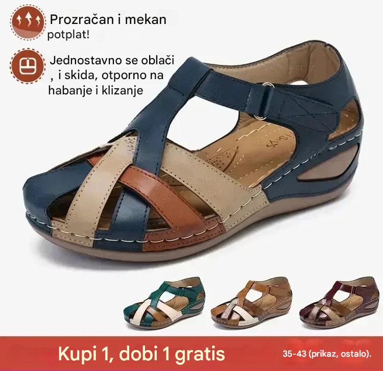 💖[35-43] Ženske ljetne sandale, izrađene od mekane kože, debeli potplat, šuplji čičak ✅Plaćanje pouzećem