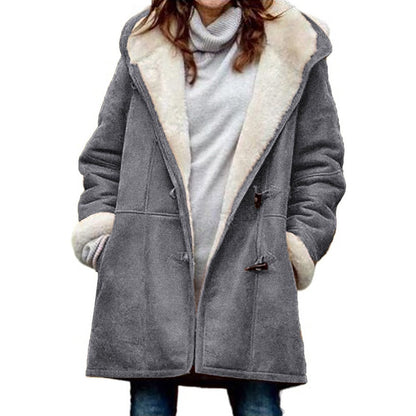 🥼🔥💖[S-5XL] 2026 moda i ciepło w jednym, Damska kurtka z kapturem, zamszowo-wełniana  _4121707