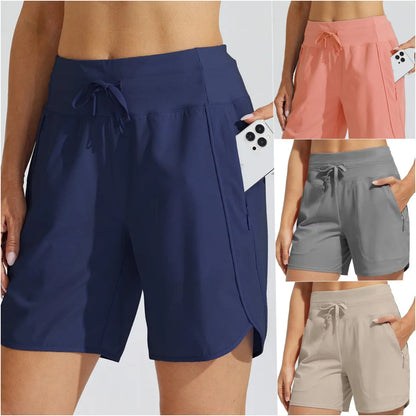 【XS-3XL】Ženske ljetne, široke, ležerne, brzosušeće, tanke atletske kratke hlače visokog struka s džepovima
