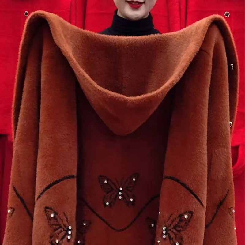 ❄【M-4XL】2025 nowe damskie zimowe bluzy z kapturem, Modny i szlachetny haft z aksamitnych norek, grubszy i cieplejszy