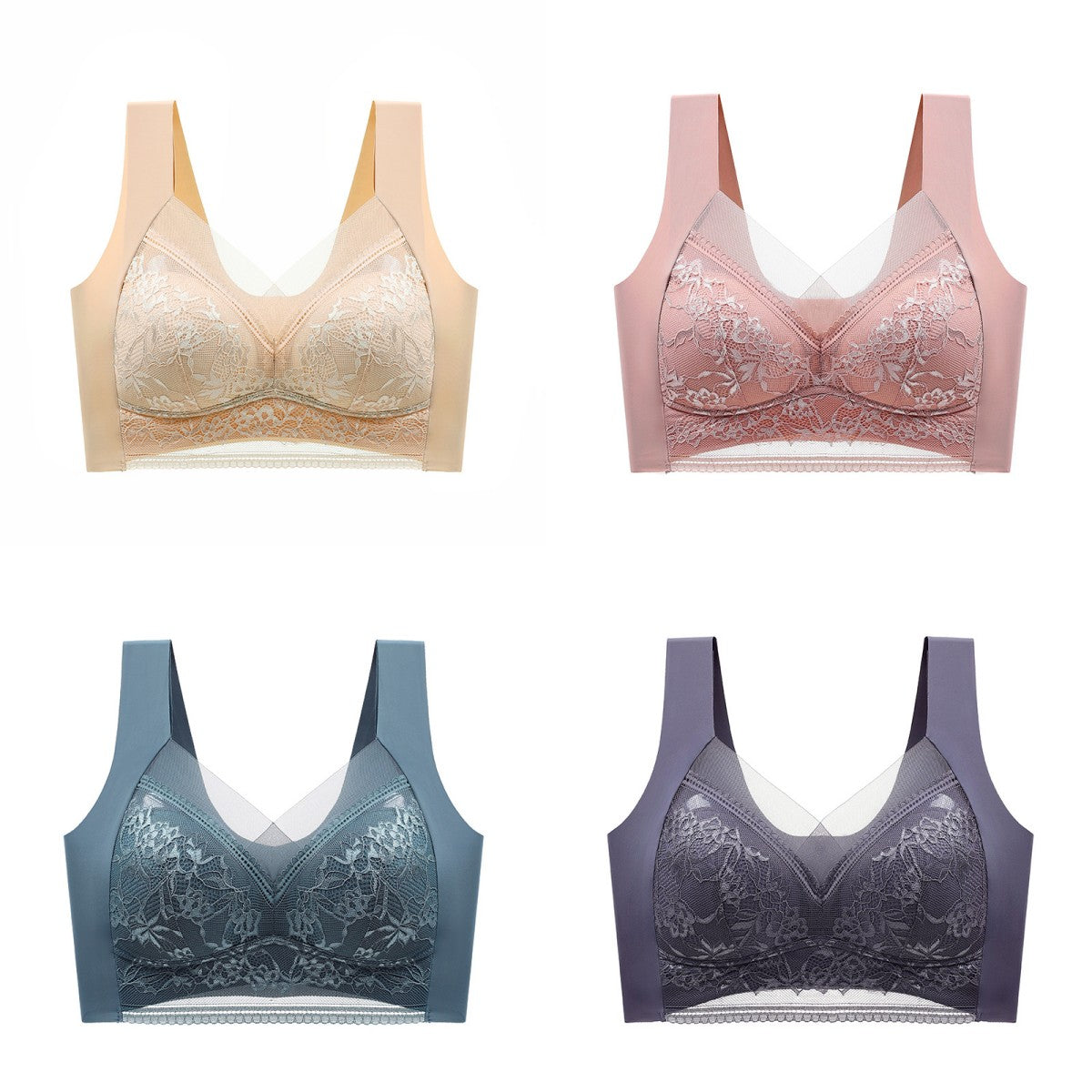 👙✨【Set od 4 dijela】Udoban ženski grudnjak bez šavova izrađen od elegantne čipke