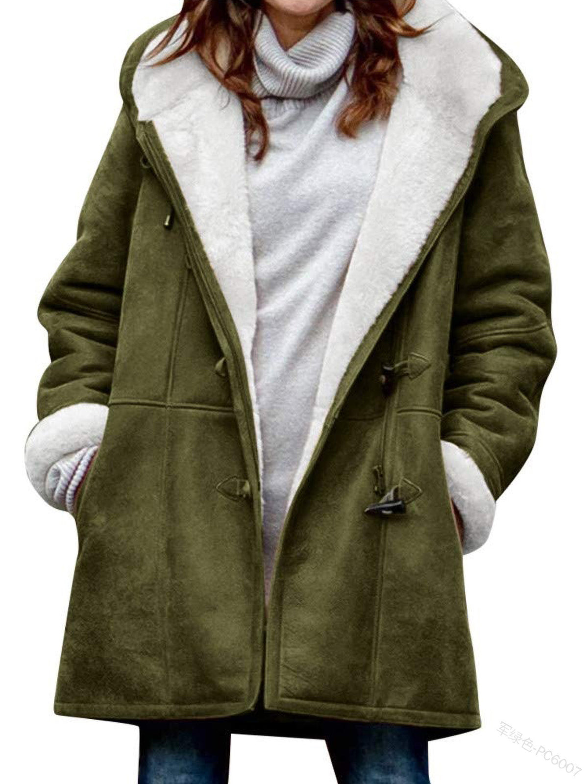 🥼🔥💖[S-5XL] 2026 moda i ciepło w jednym, Damska kurtka z kapturem, zamszowo-wełniana  _4121707