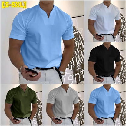 【S-5XL】2025 Καλοκαίρι νέο μεγάλο μέγεθος κοντό μανίκι V-λαιμός πουκάμισο