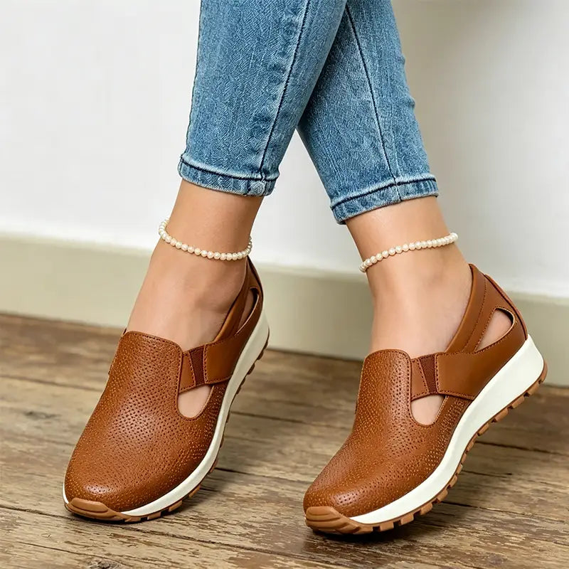 Sandale s platformom od prave kože, nove, 2026: moderan dizajn, ažurni uzorak, mekani potplat od 5 cm, udobne i svestrane (veličine 36-43) ✨👠