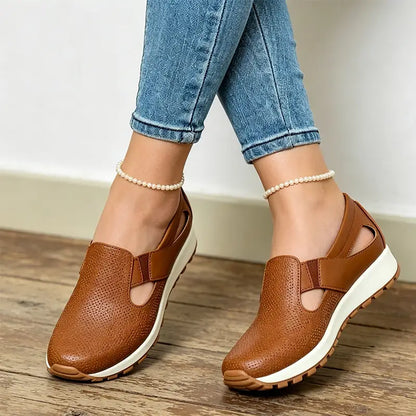 Sandale s platformom od prave kože, nove, 2026: moderan dizajn, ažurni uzorak, mekani potplat od 5 cm, udobne i svestrane (veličine 36-43) ✨👠