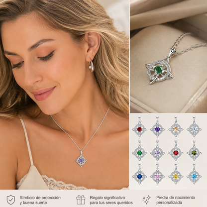 Collar místico de nudo de bruja con piedra de nacimiento 🔮💞 Protege a tus seres queridos