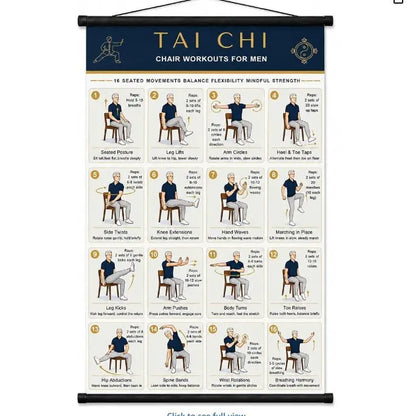 Póster de ejercicios de Tai Chi para personas mayores
