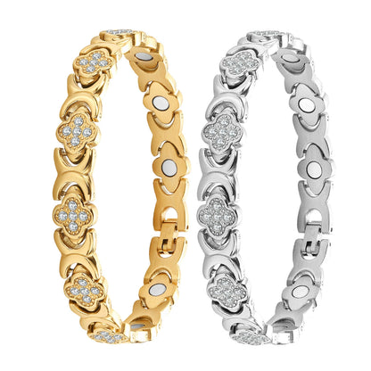 💥【Kúp 1, získaj 1 zadarmo】Magnetický náramok Clover Diamond - Objavte svoje tajomstvo úľavy od stresu, magnetické posilnenie wellness