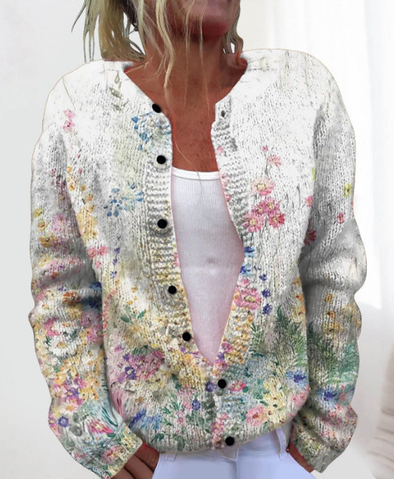 💥【M-4XL】Modny i ciepły damski kardigan dzianinowy z nadrukiem na jesień i zimę