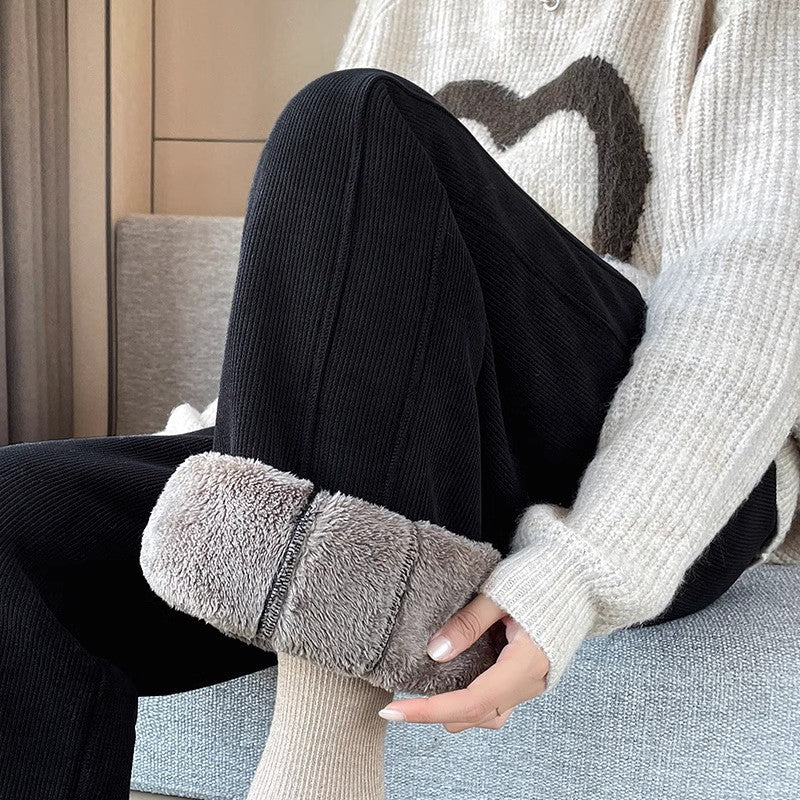 👖【M-4XL】Zimske tople ojačane ravne hlače od imitacije janjeće vune