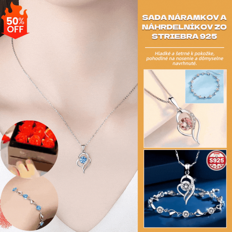 ✨✨【Kúpte 1, dostanete 1 zadarmo】💎💎Sada náramku a náhrdelníka zo striebra 925 Srdce oceánu