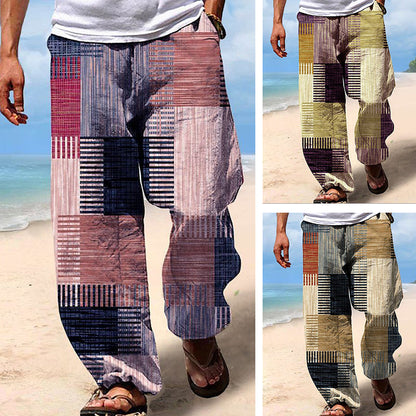 ✨👖【10 kolorów🌈】【S-6XL】😍 Męskie dopasowane spodnie, bawełna i len, duże rozmiary, swobodny i zrelaksowany styl boho, spodnie z szerokimi nogawkami
