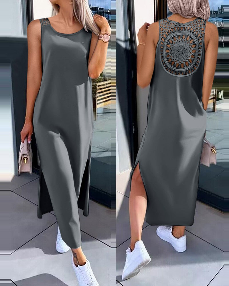 👗 50% popusta 🔥【40-100 kg】Haljina bez rukava za veće veličine s bočnim prorezom ✅️Plaćanje pouzećem
