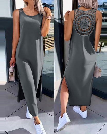 👗 50% popusta 🔥【40-100 kg】Haljina bez rukava za veće veličine s bočnim prorezom ✅️Plaćanje pouzećem