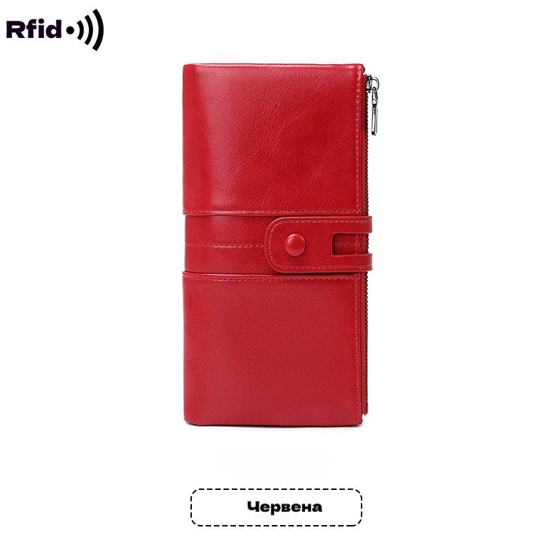 💼Multifunkční peněženka, ručně vyrobená z pravé kůže, kartáč proti krádeži, dvojitý zip