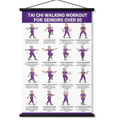 Póster de ejercicios de Tai Chi para personas mayores