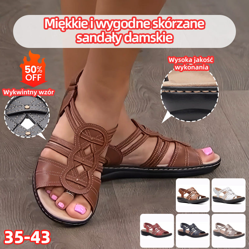 😍【Rabat ograniczony czasowo】【35-43】Miękkie i wygodne skórzane sandały damskie 4038084