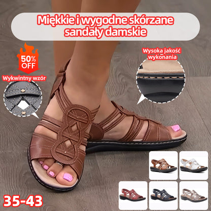 😍【Rabat ograniczony czasowo】【35-43】Miękkie i wygodne skórzane sandały damskie 4038084