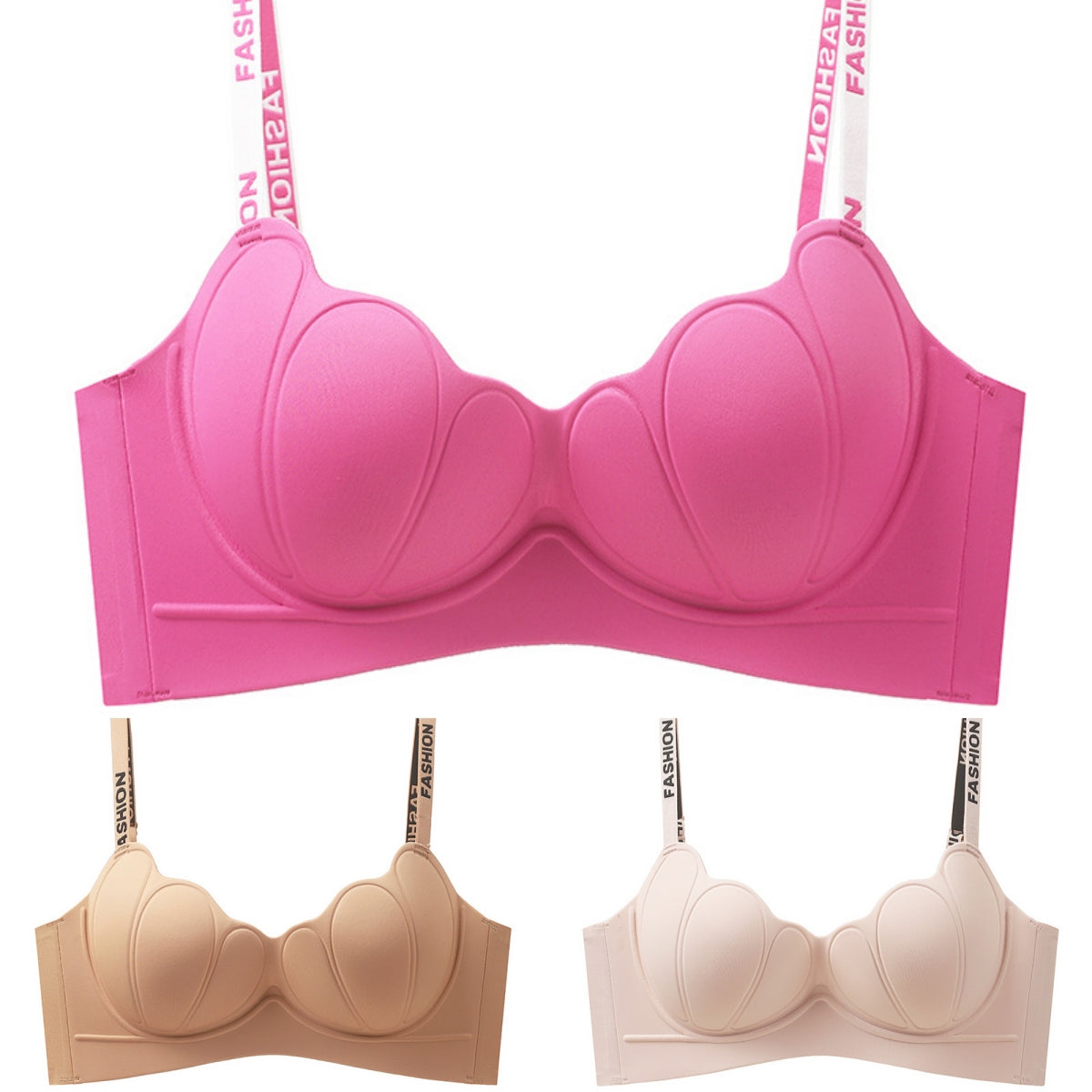 😍【3 sztuki】Biustonosz push-up dla kobiet bez fiszbin, miękka bawełna, wygodny i oddychający ❤️【40-85 kg】