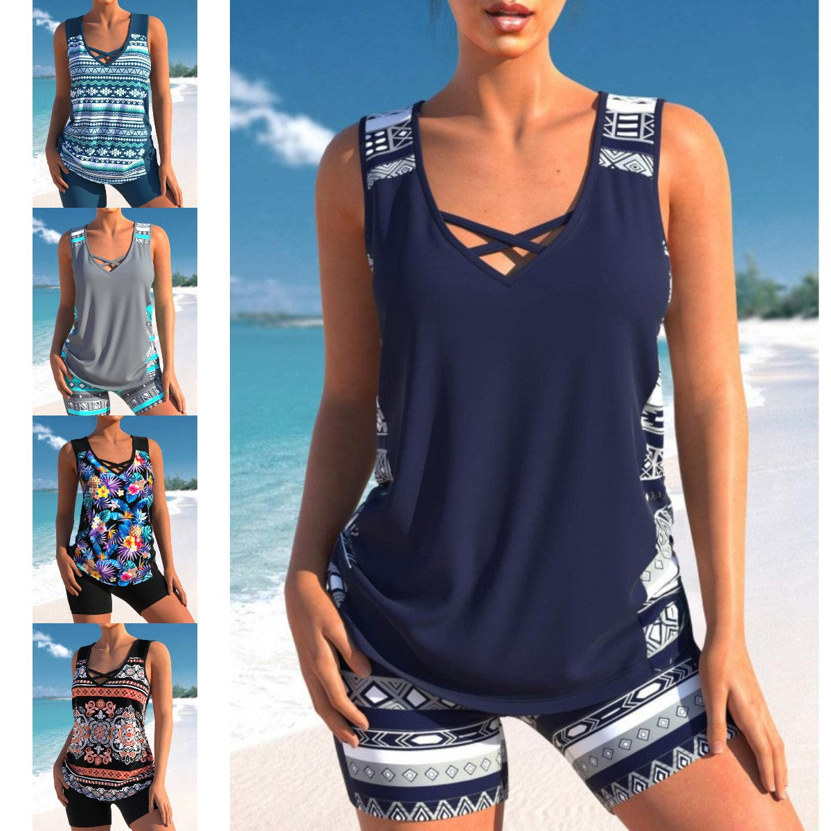 👙【S-5XL】Ženski dvodijelni elastični kupaći kostim s printom, brzosušeći