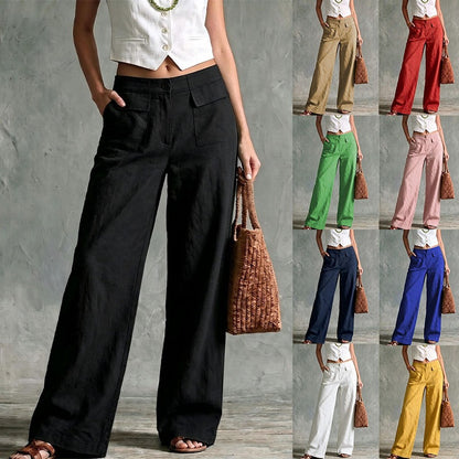 【S-3XL】Pantalones holgados de algodón y lino para mujer, estilo casual 👖✨