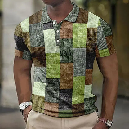 💥👕【Novedades en oferta】【S-5XL】Camisa polo casual para hombre con estampado geométrico 2026