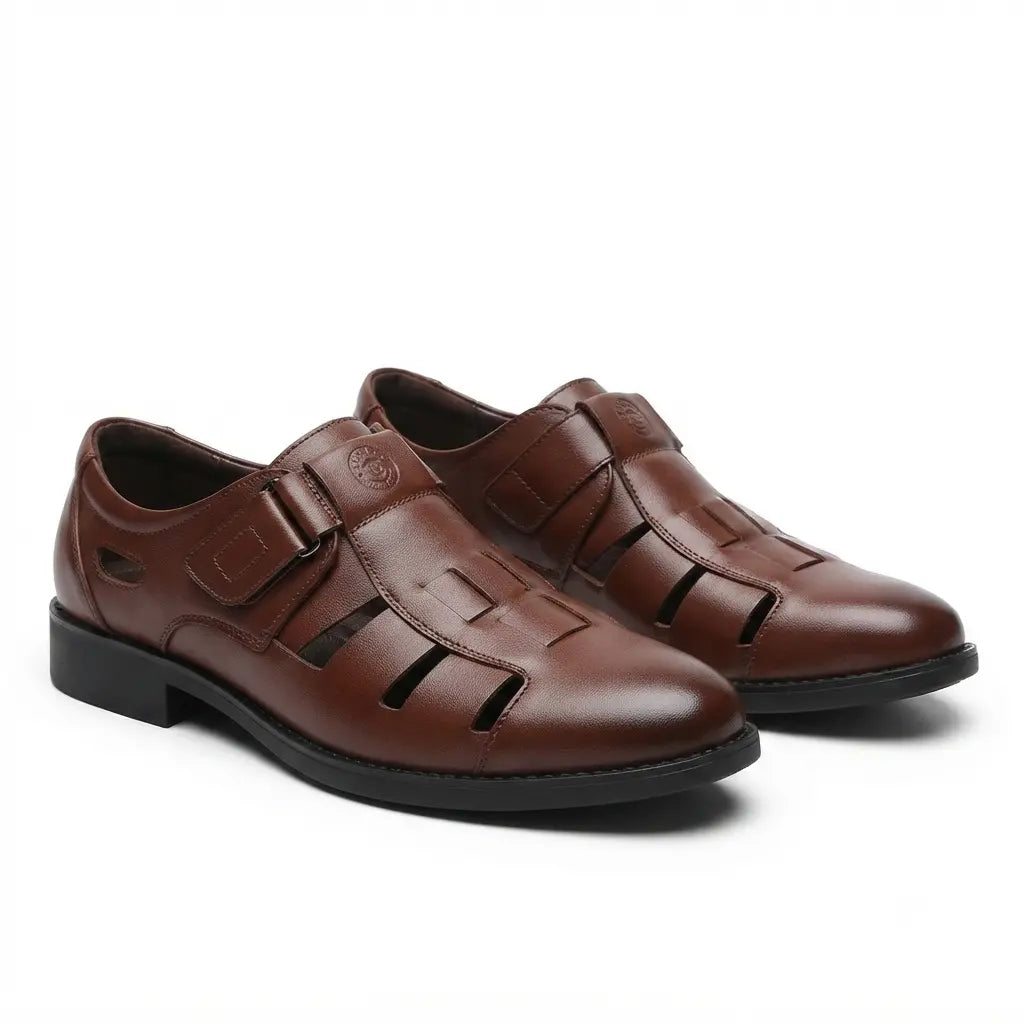 Sandalias de cuero genuino para hombre, elegantes y cómodas, ideales para primavera/verano.