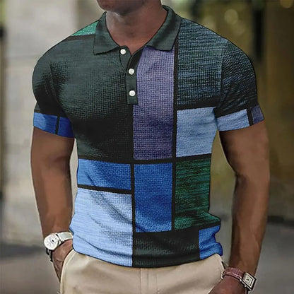 💥👕【Novedades en oferta】【S-5XL】Camisa polo casual para hombre con estampado geométrico 2026