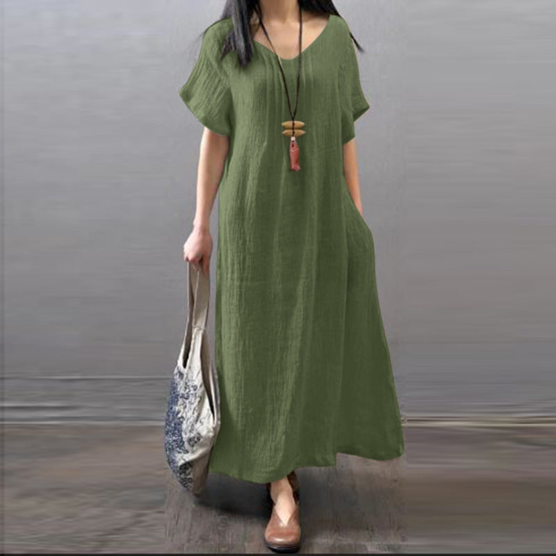 👗【S-5XL】Noua rochie casual din bumbac lenjerie de bumbac