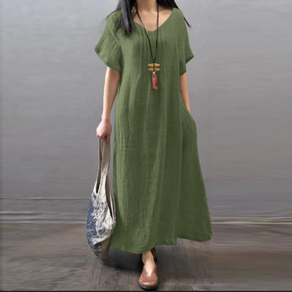 👗【S-5XL】Noua rochie casual din bumbac lenjerie de bumbac
