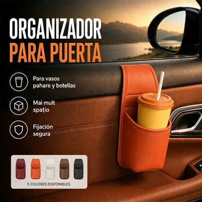【2 unidades a 28 euros】🚗 Organizador de puerta para coche – Bolsillo de almacenamiento con soporte para vasos, colgante en la ranura de la ventanilla 🧺💧