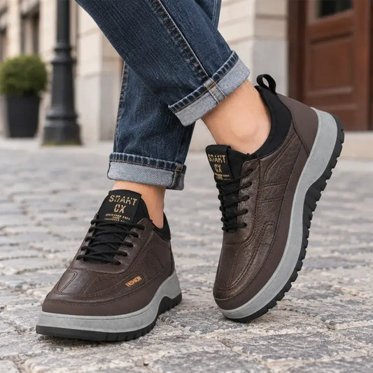 【39-45】Męskie zimowe buty sportowe do rekreacji, ze skóry naturalnej, wodoodporne, z miękką podeszwą i aksamitem