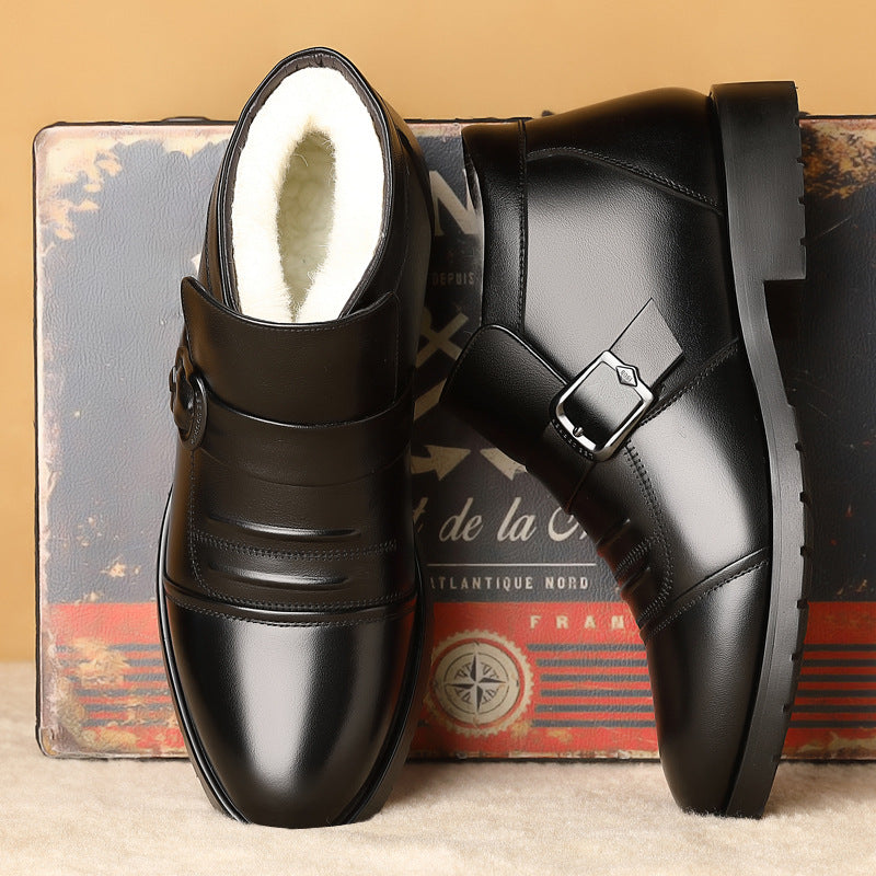 👞【39-44】Męskie buty skórzane na zimę z grubą i ciepłą podeszwą