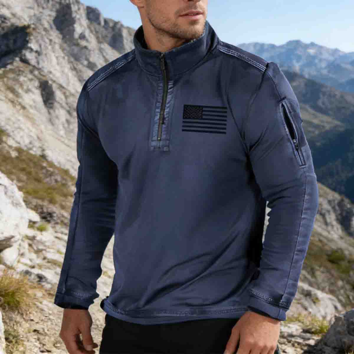 🎉【Sleva brzy končí】 Pánská outdoorová taktická mikina s kapucí, dlouhým rukávem, fleecovou podšívkou, kapsami na zip a polovičním límcem.