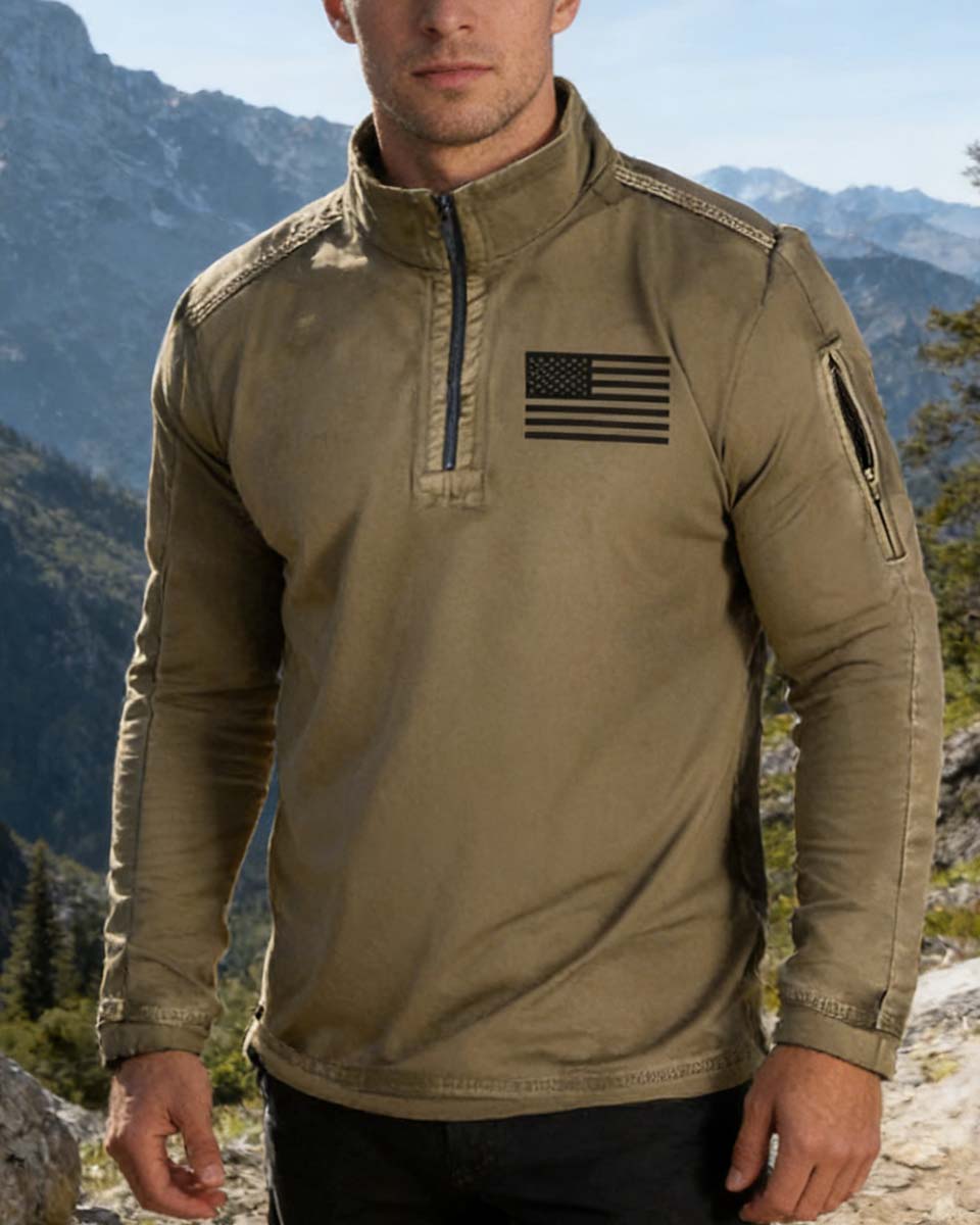 🎉【Sleva brzy končí】 Pánská outdoorová taktická mikina s kapucí, dlouhým rukávem, fleecovou podšívkou, kapsami na zip a polovičním límcem.