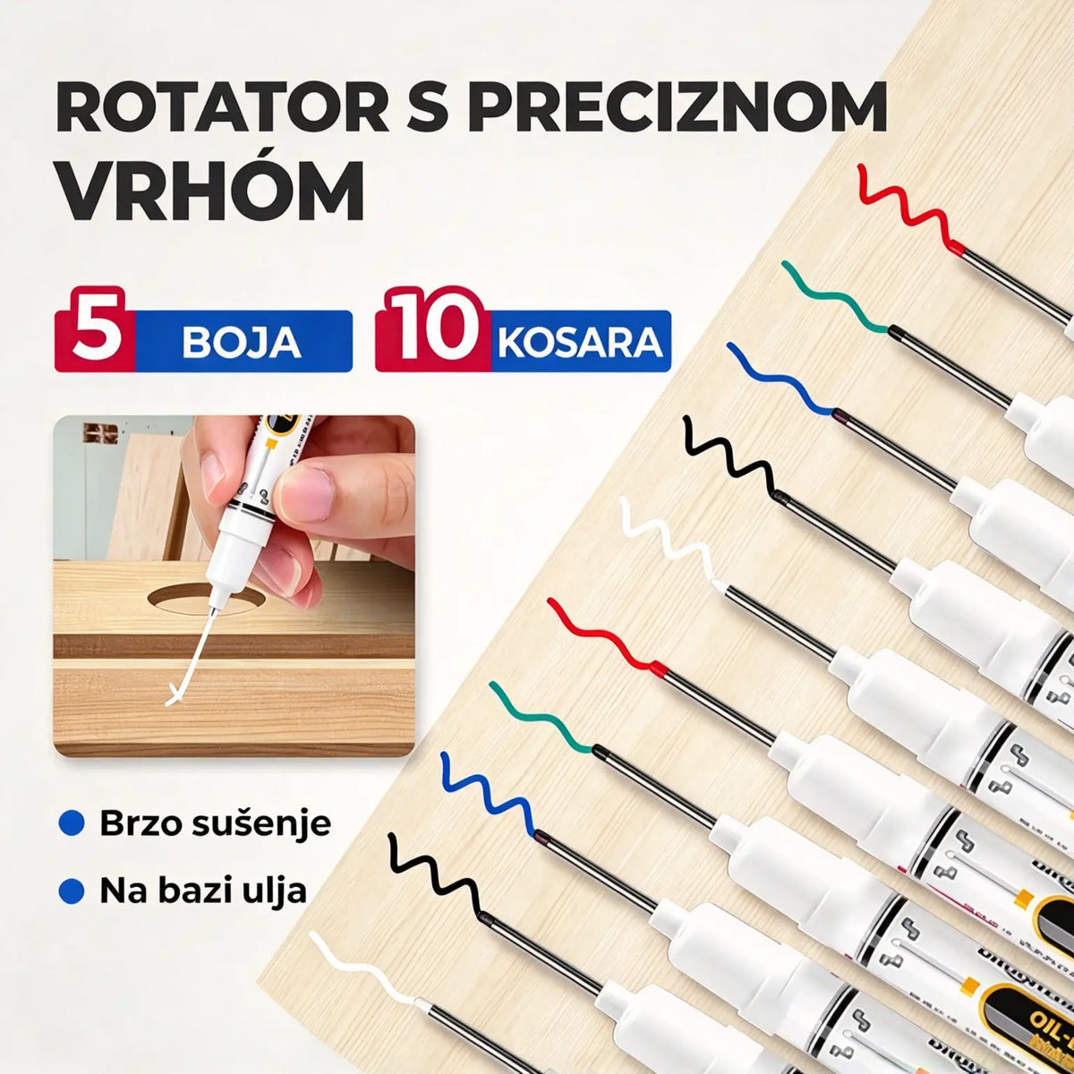 【Pakiranje od 10 komada】🛠️ Brzosušeći trajni marker na bazi ulja – Precizan tanki vrh za metal, plastiku, drvo i drugo ⚡